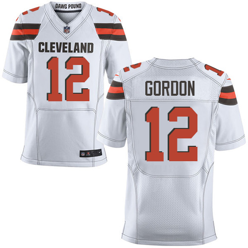 Men's Elite Josh Gordon Nike Jersey White Road - #12 NFL Cleveland Browns